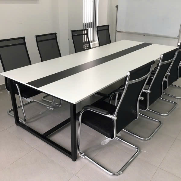 Bàn họp chân sắt hiện đại mặt bàn dán chỉ BH15