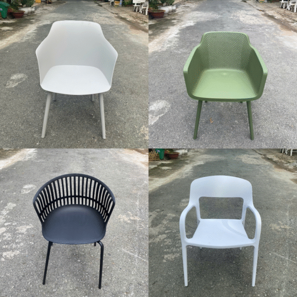 Ghế cafe nhựa đúc có tay vịn sang trọng 4 mẫu