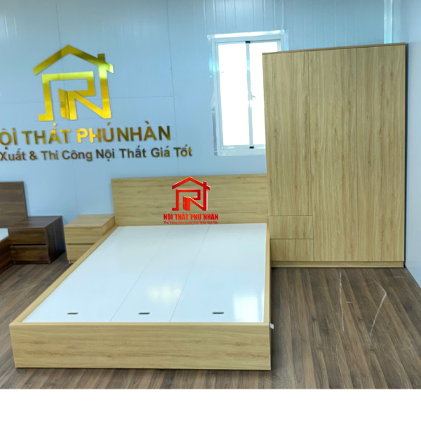 Combo phòng ngủ 3 món gỗ MDF màu sồi hiện đại