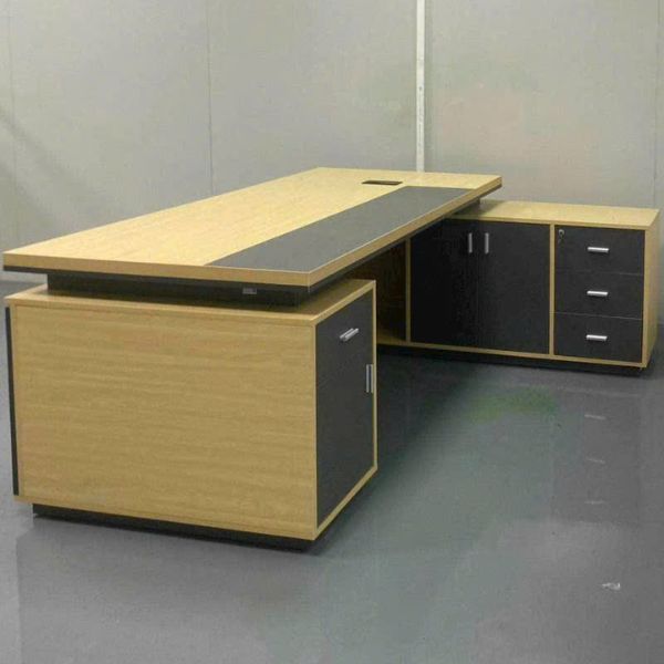 Bàn Giám đốc chữ L gỗ MDF hiện đại