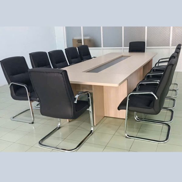 Bộ bàn họp văn phòng ghế quỳ da inox hiện đại
