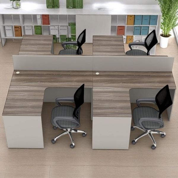 Cụm bàn làm việc 4 chỗ 1m2x1m2 có vách ngăn hiện đại