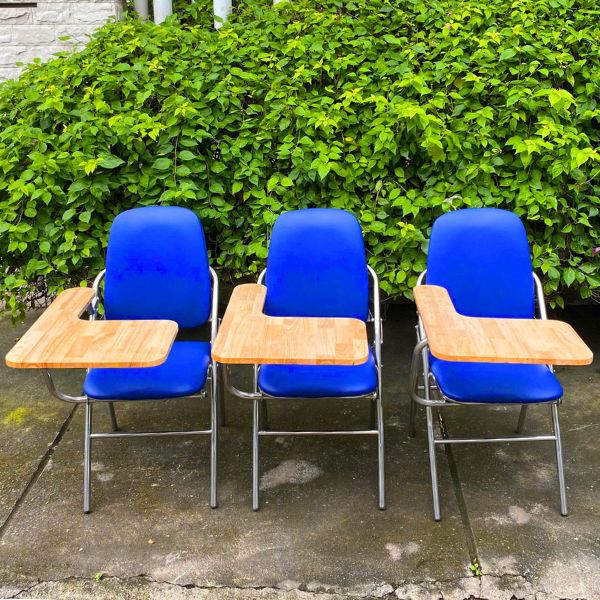 Ghế xếp liền bàn học sinh sinh viên mặt gỗ chân inox