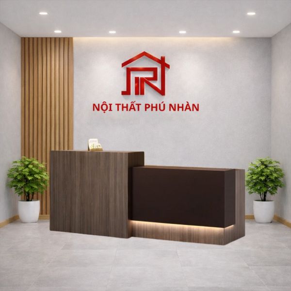 Quầy lễ tân gỗ nâu sang trọng
