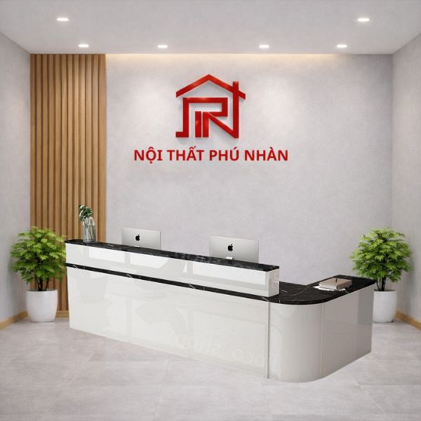Bàn quầy lễ tân bo cong sang trọng 2 người ngồi