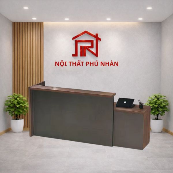 Bàn quầy lễ tân gỗ nâu sang trọng