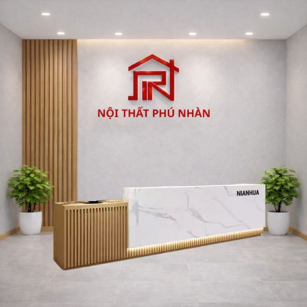 Bàn quầy lễ tân văn phòng ốp lam cao cấp