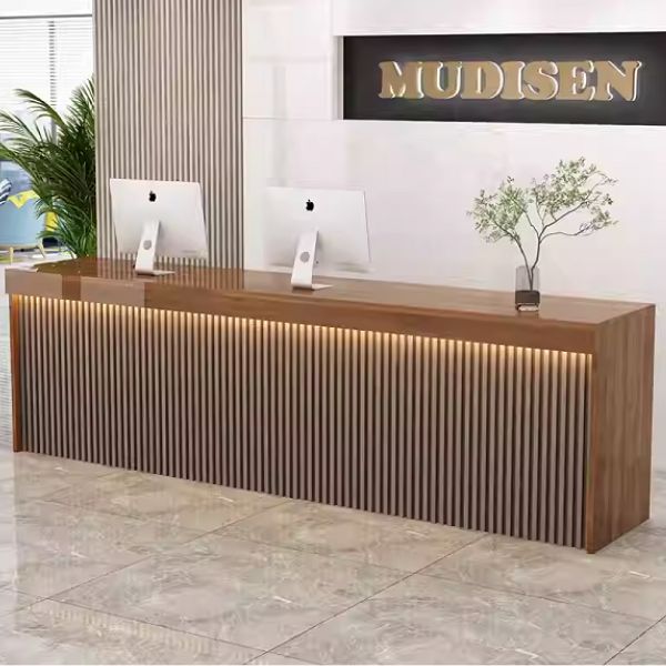 Bàn quầy lễ tân văn phòng ốp lam chuẩn luxury
