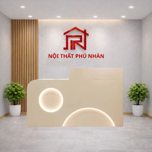 Bàn quầy tiếp tân spa bo cong hiện đại