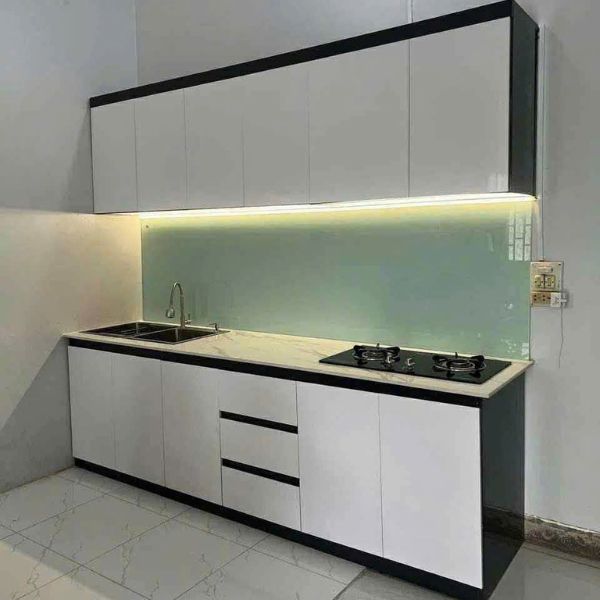 Bộ tủ bếp gỗ MDF cao cấp có đèn hiện đại