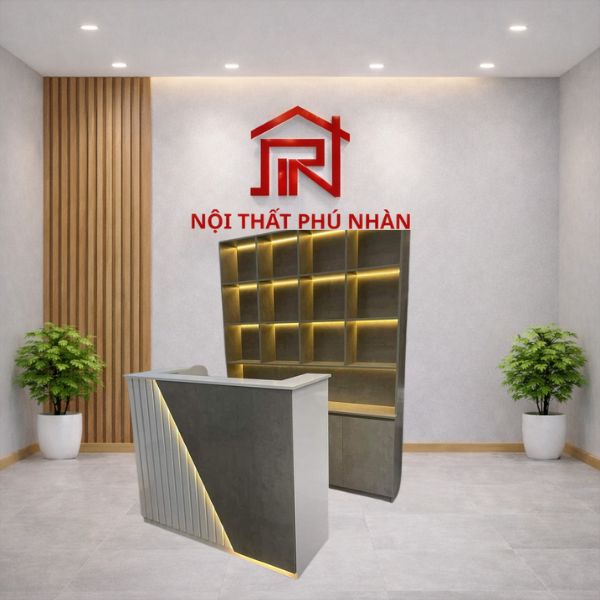 Combo quầy tủ kệ trưng bày spa gỗ MDF hiện đại