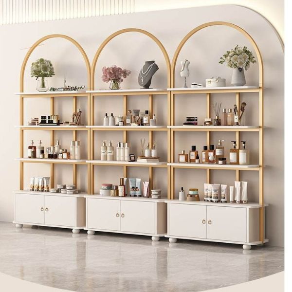 Kệ trưng bày mỹ phẩm khung sắt mái vòm hiện đại