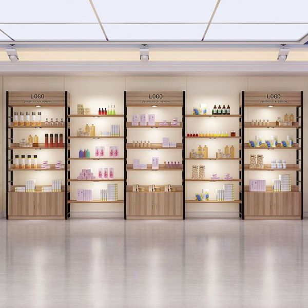 Kệ trưng bày mỹ phẩm gỗ MDF kết hợp sắt cao cấp