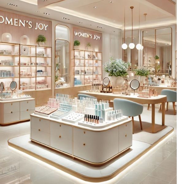 Quầy kệ trưng bày mỹ phẩm showroom chuyên nghiệp