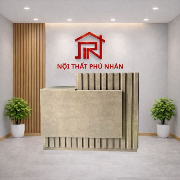 Quầy lễ tân thu ngân gỗ ốp lam sang trọng