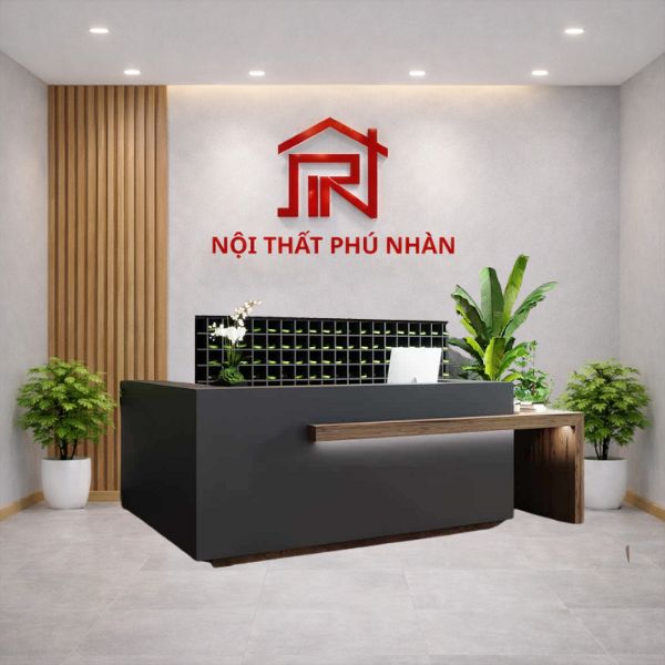 Quầy lễ tân thu ngân gỗ MDF hiện đại