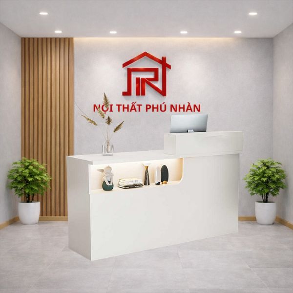 Quầy lễ tân tiếp tân gỗ công nghiệp hiện đại