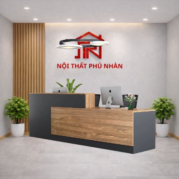 Quầy tiếp tân văn phòng gỗ 2 chỗ ngồi hiện đại