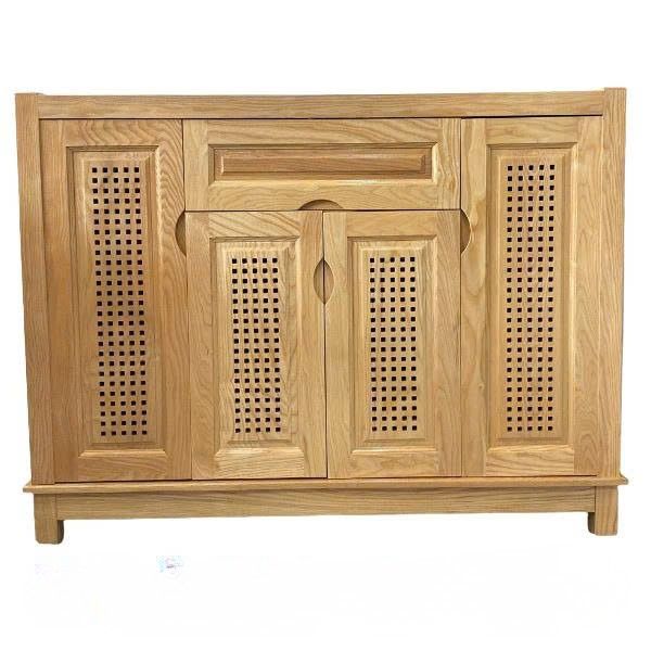 Tủ giày gỗ sồi 4 cánh chạm tổ ong cao cấp bền đẹp