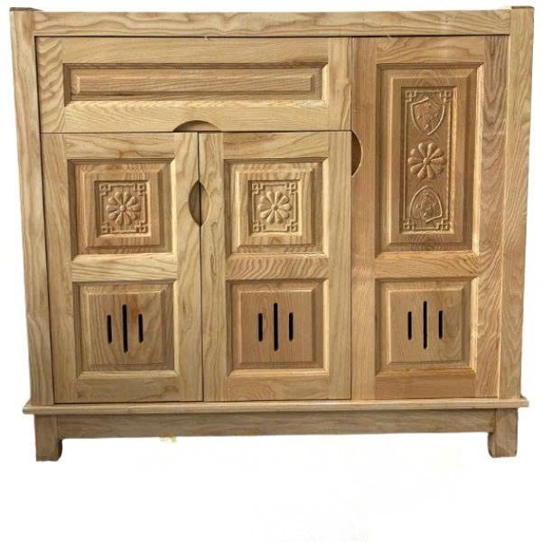 Tủ đựng giày dép gỗ sồi chạm hoa văn tinh xảo