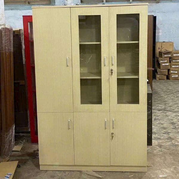 Tủ tài liệu văn phòng gỗ MDF 3 buồng màu kem