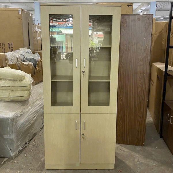 Tủ hồ sơ văn phòng 2 cánh kính màu kem tiện lợi