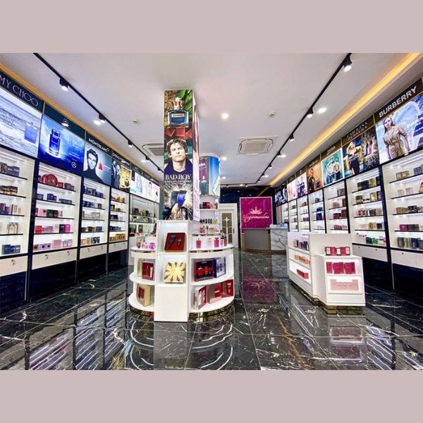 Tủ kệ trưng bày mỹ phẩm nước hoa hiện đại