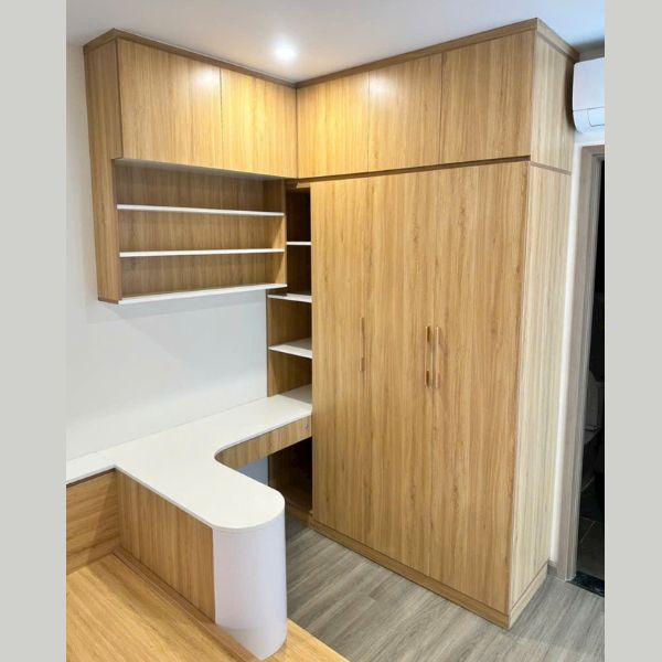 Hệ tủ quần áo gỗ công nghiệp hiện đại liền bàn phấn